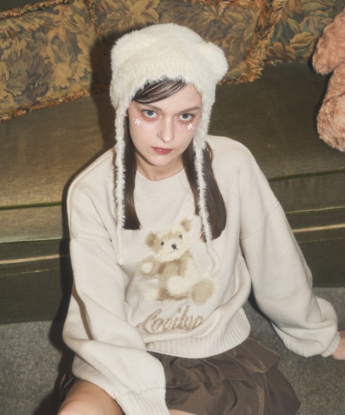 Lovilyn(ラヴィリン)の「ふわふわクマちゃんニット(ニット/セーター・レディース・ホワイト/ブラウン・FREE)」の19枚目の写真
