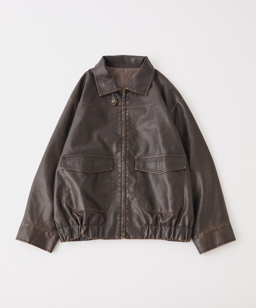 セール】ミドルレザージャケット（ミリタリージャケット）｜one after
