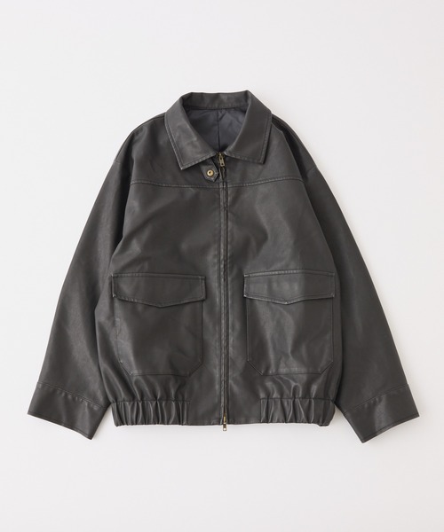 one after another NICE CLAUP(ワンアフターアナザーナイスクラップ)の「ミドルレザージャケット(ミリタリージャケット・レディース・ブラック/ベージュ/ブラウン・FREE)」の22枚目の写真