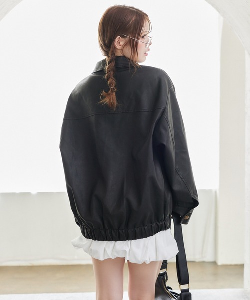 セール】ミドルレザージャケット（ミリタリージャケット）｜one after