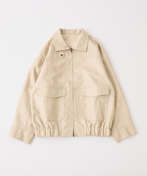 one after another NICE CLAUP(ワンアフターアナザーナイスクラップ)の「ミドルレザージャケット(ミリタリージャケット・レディース・ブラック/ベージュ/ブラウン・FREE)」の12枚目の写真