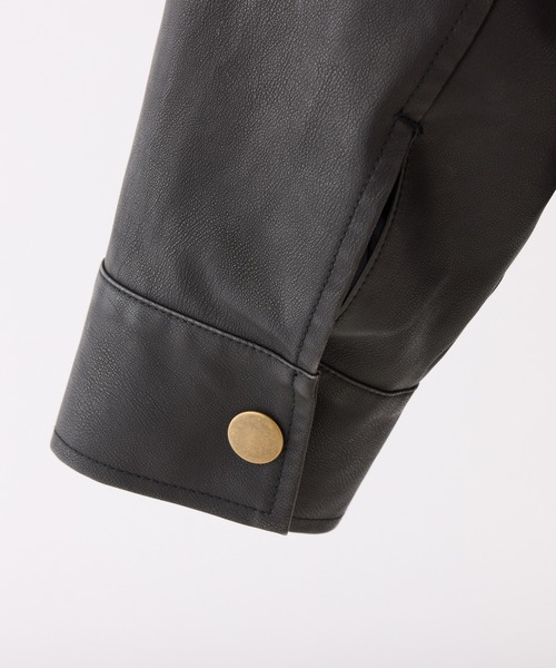 one after another NICE CLAUP(ワンアフターアナザーナイスクラップ)の「ミドルレザージャケット(ミリタリージャケット・レディース・ブラック/ベージュ/ブラウン・FREE)」の15枚目の写真