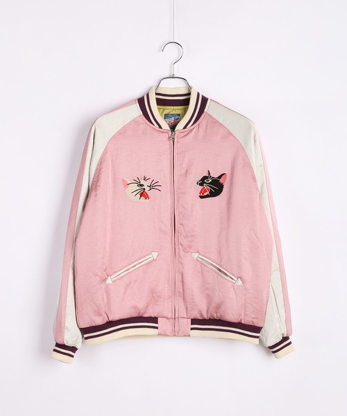 HOUSTON 刺繍スカジャン HOUSTON レディース スカジャン 猫刺繍（スカジャン）｜HOUSTON