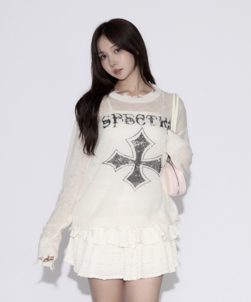 Cross Damage Knit / クロスダメージニット（ニット/セーター