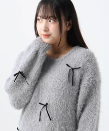 GLOBAL WORK(グローバルワーク)のフワフワリボンニットプルオーバー/AND YUA ANY/599704(ニット/セーター)