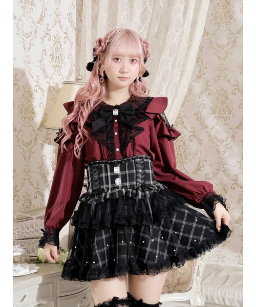 NOEMIE(ノエミー)の「レースラッフルオープンショルダーブラウス(シャツ/ブラウス・レディース・ピンク系その他/ブルー/ピンク/ワインレッド・M)」の4枚目の写真