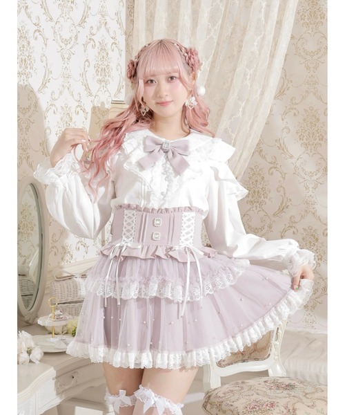 レースラッフルオープンショルダーブラウス(シャツ/ブラウス レースラッフルオープンショルダーブラウス(シャツ/ブラウス