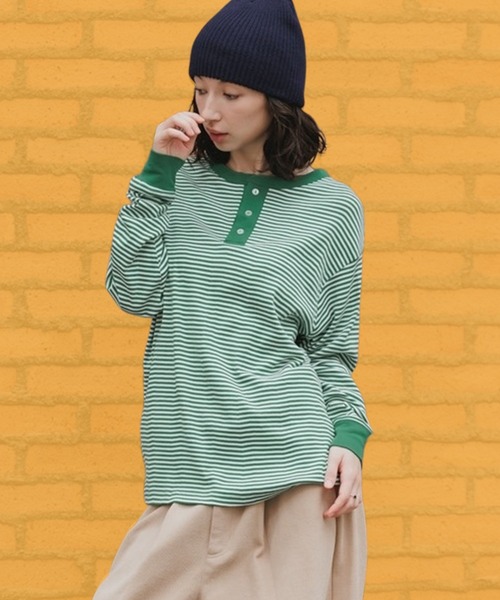MILLER(ミラー)の「R.P.miller/ミラー パネルリブ CF ヘンリーネック 長袖カットソー H/N 秋服 2026年秋冬(Tシャツ/カットソー・レディース・ホワイト/ブラック/グレー/ホワイト系/ブラック系/グリーン系その他/イエロー系その他/ブラック系その他/ホワイト系その他2/ブルー系その他・LL/L/M)」の8枚目の写真
