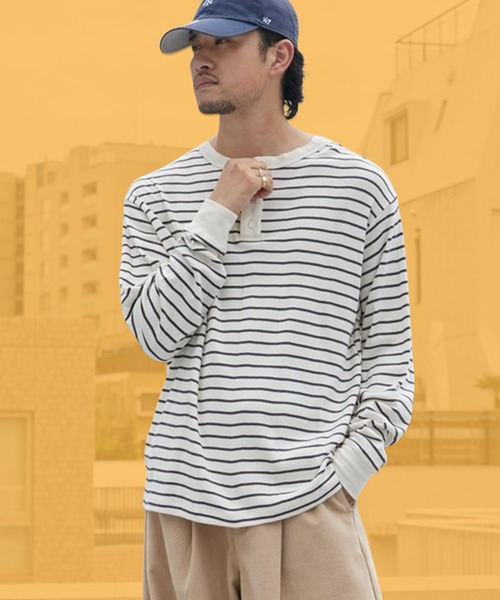 MILLER(ミラー)の「R.P.miller/ミラー パネルリブ CF ヘンリーネック 長袖カットソー H/N 秋服 2026年秋冬(Tシャツ/カットソー・レディース・ホワイト/ブラック/グレー/ホワイト系/ブラック系/グリーン系その他/イエロー系その他/ブラック系その他/ホワイト系その他2/ブルー系その他・LL/L/M)」の2枚目の写真