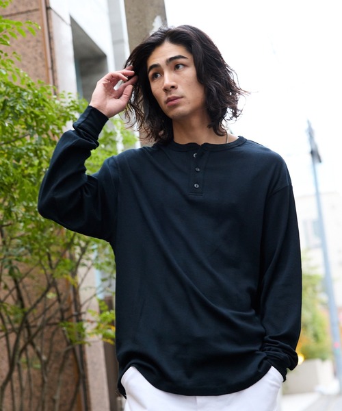 MILLER（ミラー）の「R.P.miller/ミラー パネルリブ CF ヘンリーネック 長袖カットソー H/N（Tシャツ/カットソー・レディース・ホワイト/ブラック/グレー/ホワイト系/ブラック系・LL/L/M）」の4枚目の写真