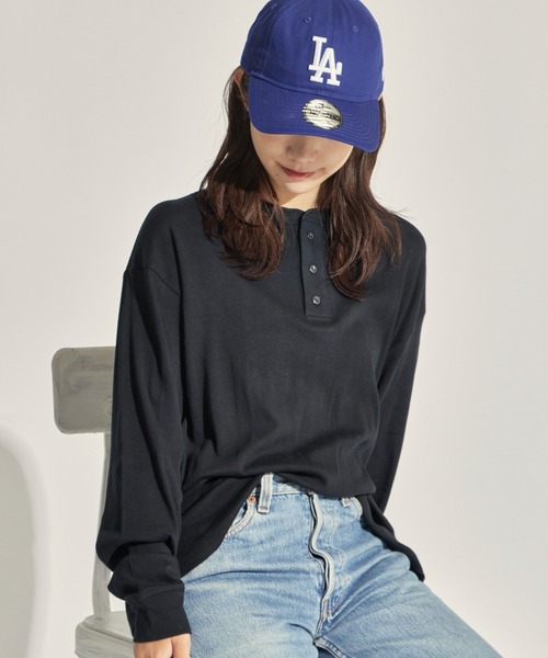 MILLER（ミラー）の「R.P.miller/ミラー パネルリブ CF ヘンリーネック 長袖カットソー H/N（Tシャツ/カットソー・レディース・ホワイト/ブラック/グレー/ホワイト系/ブラック系・LL/L/M）」の6枚目の写真