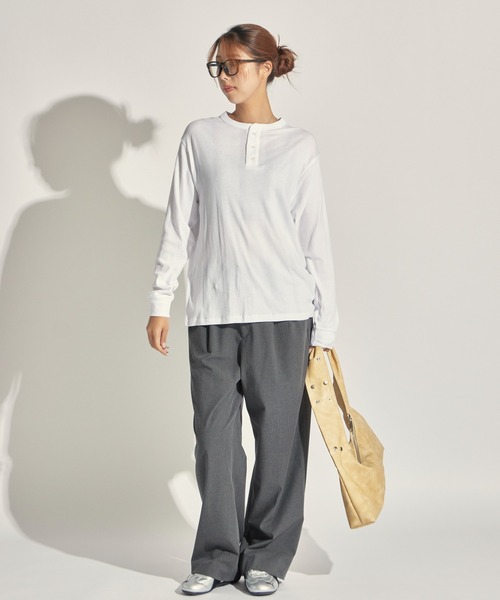 MILLER（ミラー）の「R.P.miller/ミラー パネルリブ CF ヘンリーネック 長袖カットソー H/N（Tシャツ/カットソー・レディース・ホワイト/ブラック/グレー/ホワイト系/ブラック系・LL/L/M）」の14枚目の写真