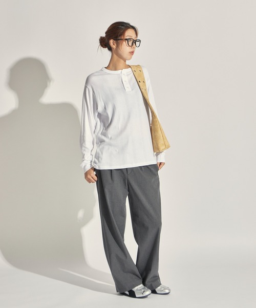 MILLER（ミラー）の「R.P.miller/ミラー パネルリブ CF ヘンリーネック 長袖カットソー H/N（Tシャツ/カットソー・レディース・ホワイト/ブラック/グレー/ホワイト系/ブラック系・LL/L/M）」の15枚目の写真