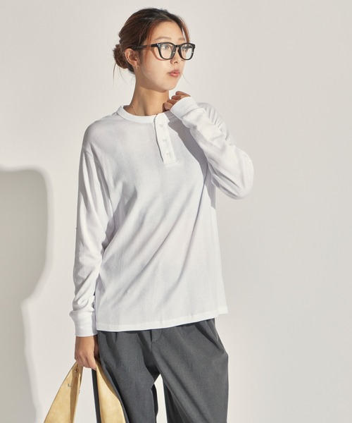 MILLER（ミラー）の「R.P.miller/ミラー パネルリブ CF ヘンリーネック 長袖カットソー H/N（Tシャツ/カットソー・レディース・ホワイト/ブラック/グレー/ホワイト系/ブラック系・LL/L/M）」の13枚目の写真