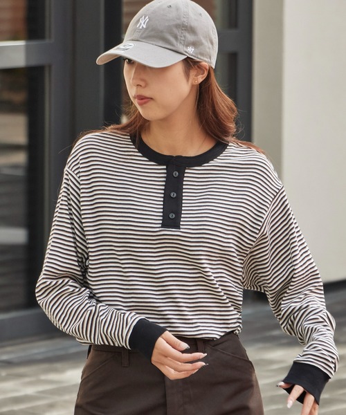 MILLER（ミラー）の「R.P.miller/ミラー パネルリブ CF ヘンリーネック 長袖カットソー H/N（Tシャツ/カットソー・レディース・ホワイト/ブラック/グレー/ホワイト系/ブラック系・LL/L/M）」の16枚目の写真