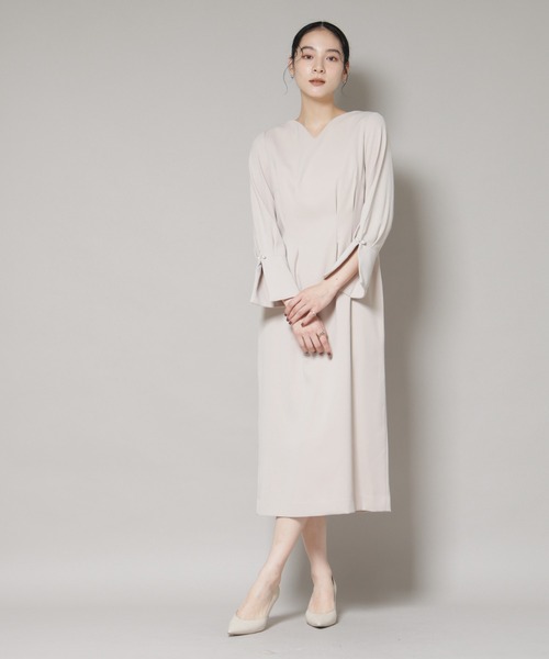 troisiemeCHACO(トロワズィエムチャコ)の「troisieme chaco/DOUBLECLOTH ワンピース(ワンピース・レディース・ブラック/アイボリー・38)」の2枚目の写真