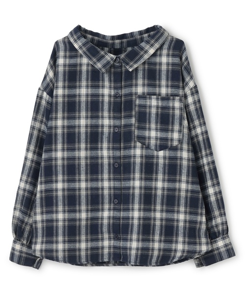 LOVETOXIC(ラブトキシック)の「2WAY長袖チェックシャツSET(シャツ/ブラウス・キッズ・ネイビー/エンジ/ブラウン/ブラック・L:160cm/S:140cm/M:150cm/130cm)」の19枚目の写真