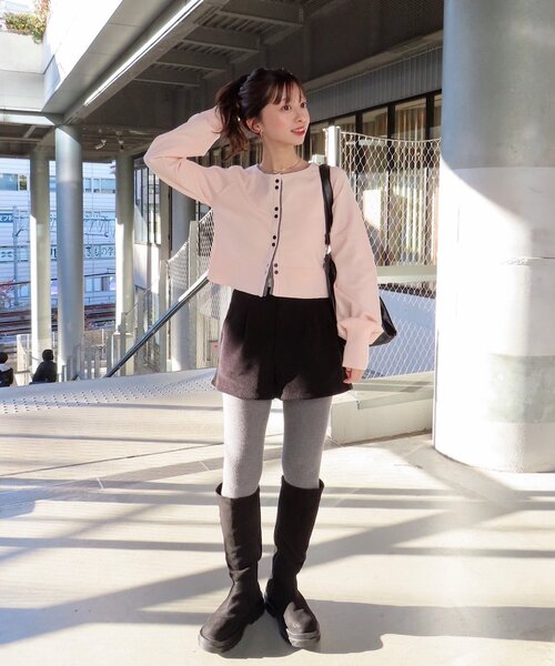 Kastane（カスタネ）の「【新色追加】レイヤード配色カーディガン（カーディガン/ボレロ・レディース・チャコールグレー/ピンク/ベージュ/レッド/アイボリー/グレー/ブルー・FREE）」の11枚目の写真