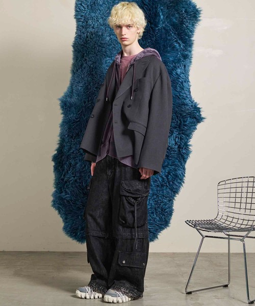 MAISON SPECIAL(メゾンスペシャル)の「《UNISEX》Piping Switching Prime-Over Pigment-dye ZIP Hoodie/パイピング切り替えプライムオーバーピグメントダイジップフーディー【MAISON SPECIAL/メゾンスペシャル】(パーカー・メンズ・ピンク/ブルー/グレー/ブラック・1/2/0)」の9枚目の写真