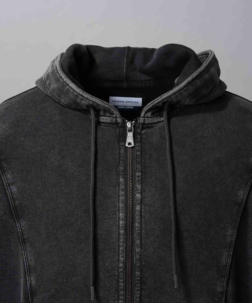 MAISON SPECIAL(メゾンスペシャル)の「《UNISEX》Piping Switching Prime-Over Pigment-dye ZIP Hoodie/パイピング切り替えプライムオーバーピグメントダイジップフーディー【MAISON SPECIAL/メゾンスペシャル】(パーカー・メンズ・ピンク/ブルー/グレー/ブラック・1/2/0)」の21枚目の写真