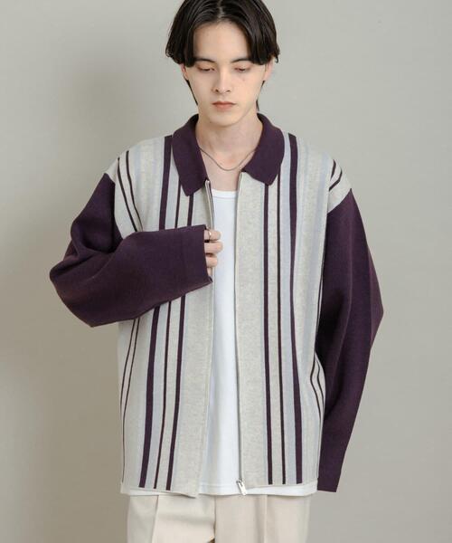セール】ストライプZIPニットシャツ（ニット/セーター）｜SENSE OF