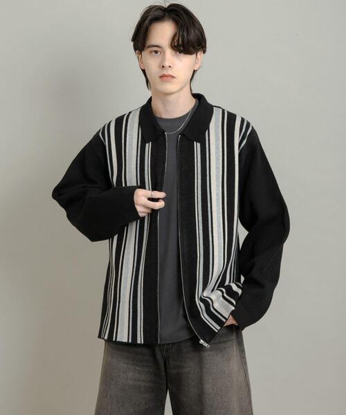 セール】ストライプZIPニットシャツ（ニット/セーター）｜SENSE OF