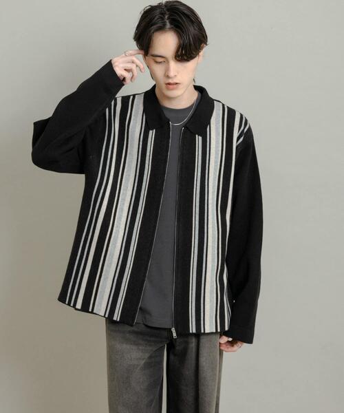 セール】ストライプZIPニットシャツ（ニット/セーター）｜SENSE OF