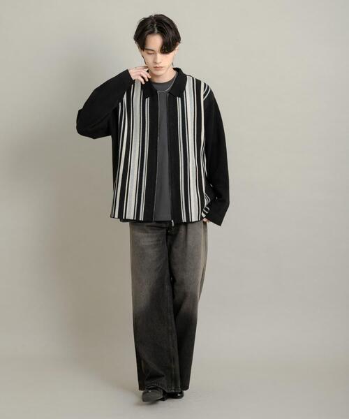 セール】ストライプZIPニットシャツ（ニット/セーター）｜SENSE OF
