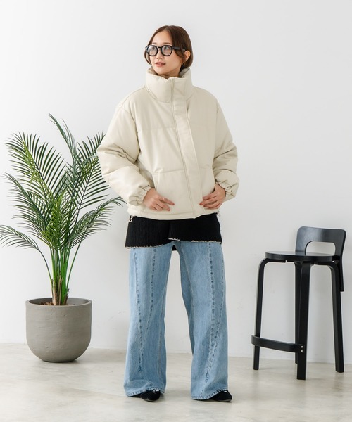 fort point（フォーポイント）の「【C-FORT POINT/フォートポイント】フェイクレザー 中綿ブルゾン（ブルゾン・レディース・ブラック/ブラウン/アイボリー・FREE）」の7枚目の写真
