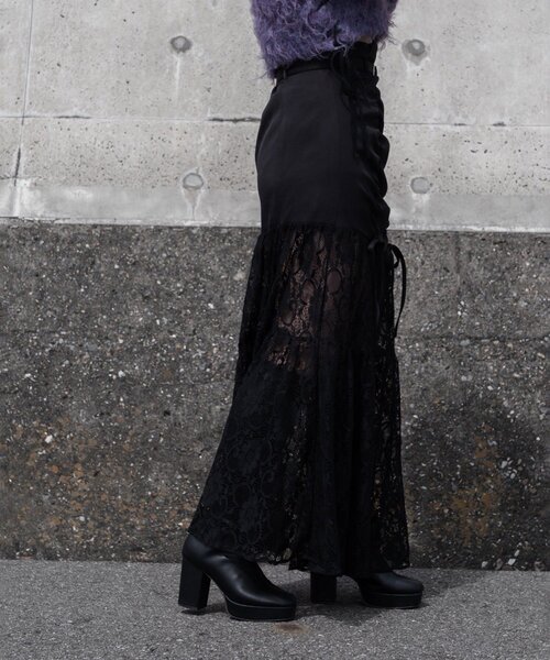 Mavie..7（メヴィセットゥ）の「【Mavie..7】【3サイズ展開】レース切替ロングスカート（スカート・レディース・ブラック・X-SMALL/SMALL/MEDIUM）」の6枚目の写真