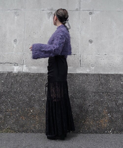 Mavie..7（メヴィセットゥ）の「【Mavie..7】【3サイズ展開】レース切替ロングスカート（スカート・レディース・ブラック・X-SMALL/SMALL/MEDIUM）」の7枚目の写真