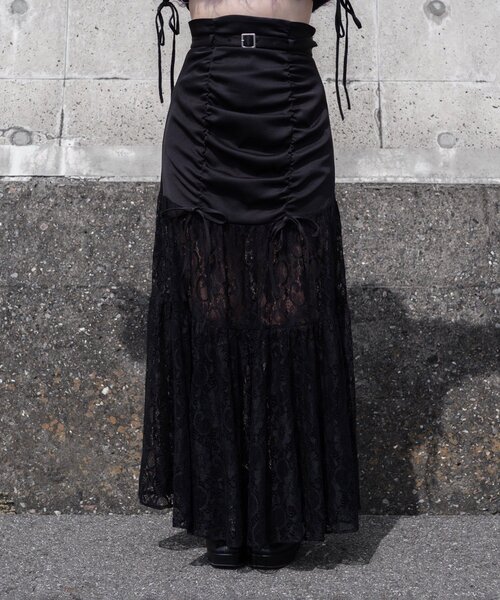 Mavie..7（メヴィセットゥ）の「【Mavie..7】【3サイズ展開】レース切替ロングスカート（スカート・レディース・ブラック・X-SMALL/SMALL/MEDIUM）」の9枚目の写真