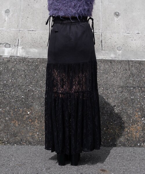Mavie..7（メヴィセットゥ）の「【Mavie..7】【3サイズ展開】レース切替ロングスカート（スカート・レディース・ブラック・X-SMALL/SMALL/MEDIUM）」の10枚目の写真