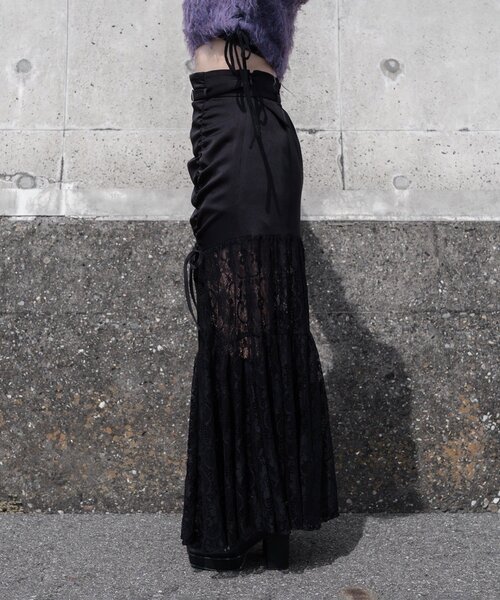 Mavie..7（メヴィセットゥ）の「【Mavie..7】【3サイズ展開】レース切替ロングスカート（スカート・レディース・ブラック・X-SMALL/SMALL/MEDIUM）」の11枚目の写真