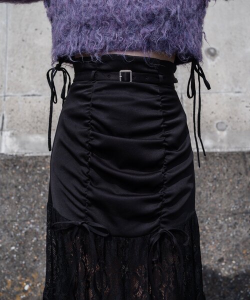 Mavie..7（メヴィセットゥ）の「【Mavie..7】【3サイズ展開】レース切替ロングスカート（スカート・レディース・ブラック・X-SMALL/SMALL/MEDIUM）」の12枚目の写真