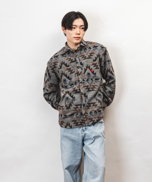 garsonwave(ギャルソンウェーブ)の「Healthknit Product ヘルスニットプロダクト コヨーテ 刺繍 オルテガ柄 シャツ(GW)(シャツ/ブラウス・メンズ・ブラック/ホワイト・XL/L/M)」の12枚目の写真
