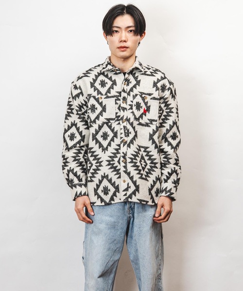 garsonwave(ギャルソンウェーブ)の「Healthknit Product ヘルスニットプロダクト コヨーテ 刺繍 オルテガ柄 シャツ(GW)(シャツ/ブラウス・メンズ・ブラック/ホワイト・XL/L/M)」の5枚目の写真