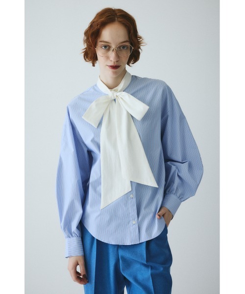 HeRIN.CYE（ヘリンドットサイ）の「Ribbon blouse　　リボンブラウス（シャツ/ブラウス・レディース・ホワイト/ブルー系その他・FREE）」の2枚目の写真