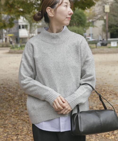 ITEMS URBANRESEARCH（アイテムズ アーバンリサーチ）の「ハイネックメランジニット（ニット/セーター・レディース・オフホワイト/チャコールグレー/ライトグレー/イエロー・FREE）」の3枚目の写真