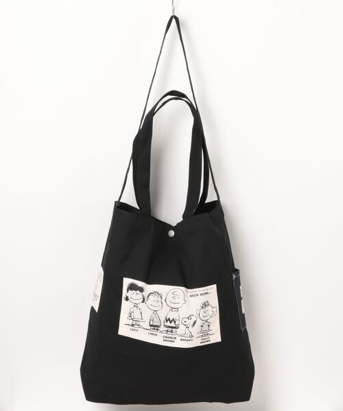 SNOOPY×OLD BETTY'S（スヌーピーカケルオールドベティーズ）の「SNP Canvas 2WAY Tote Bag（ショルダーバッグ・レディース・ブラック/ライトグレー/ライトグレー系/ブラック系その他/ナチュラル/グレー系その他2/ブラック系その他2・フリー/FREE）」の3枚目の写真
