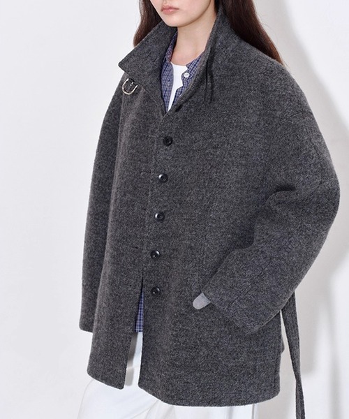 Fano Studios（ファノ ストゥディオズ）の「スタンドカラー ウエストベルト ウールハーフコート FQ25W125【Fano Studios】【2025AW】（その他アウター・レディース・グレー・L/M/S）」の6枚目の写真