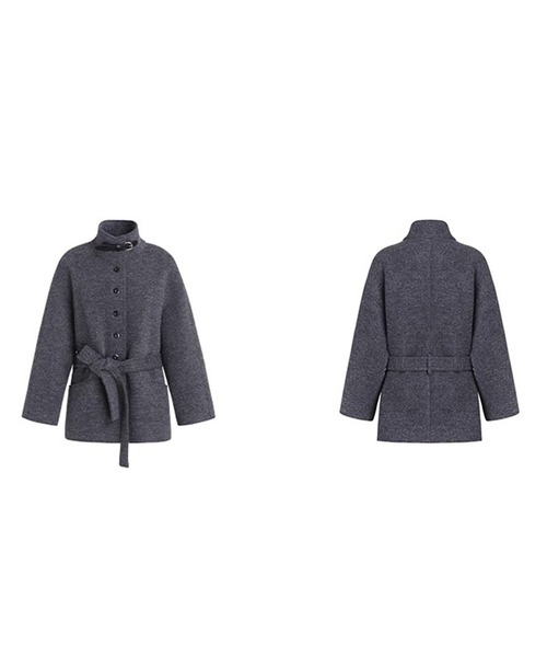 Fano Studios（ファノ ストゥディオズ）の「スタンドカラー ウエストベルト ウールハーフコート FQ25W125【Fano Studios】【2025AW】（その他アウター・レディース・グレー・L/M/S）」の11枚目の写真