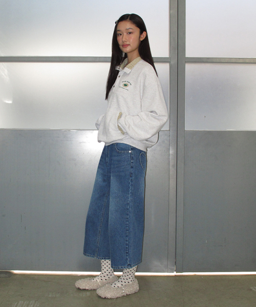 RONRON(ロンロン)の「CHECK DETAIL HALF SNAP SWEAT ANORAK WHITE MELANGE(スウェット・レディース・その他・FREE)」の3枚目の写真