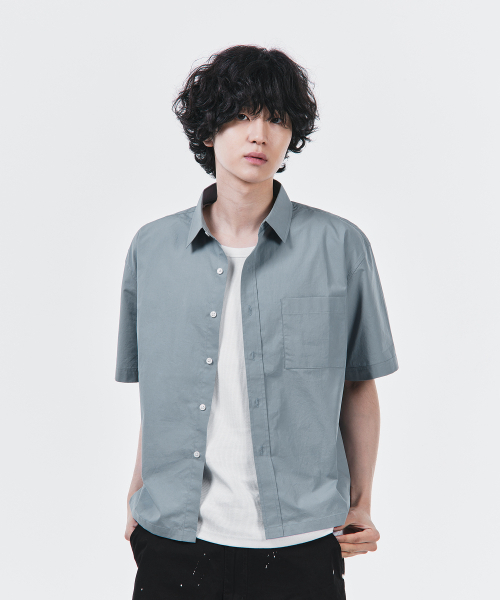 SIGNATURE（シグネチャ）の「サマーオックスフォードクロップハーフシャツ[ブルー]（シャツ/ブラウス・レディース・その他・MEDIUM/LARGE）」の2枚目の写真