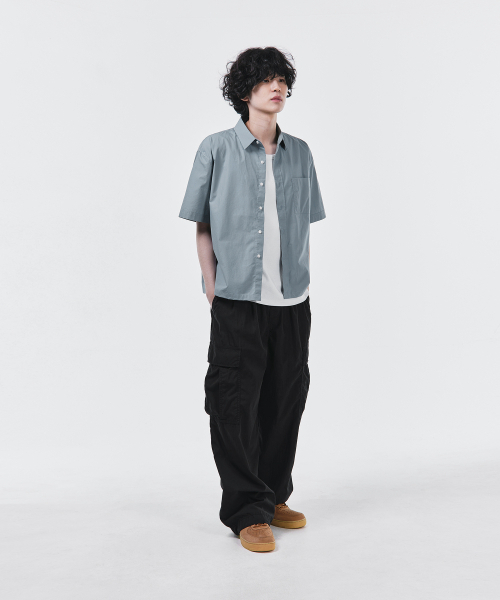 SIGNATURE（シグネチャ）の「サマーオックスフォードクロップハーフシャツ[ブルー]（シャツ/ブラウス・レディース・その他・MEDIUM/LARGE）」の5枚目の写真