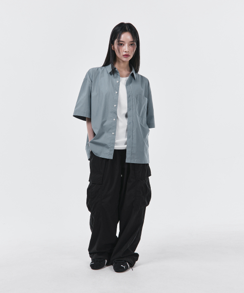 SIGNATURE（シグネチャ）の「サマーオックスフォードクロップハーフシャツ[ブルー]（シャツ/ブラウス・レディース・その他・MEDIUM/LARGE）」の8枚目の写真