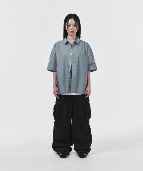 SIGNATURE（シグネチャ）の「サマーオックスフォードクロップハーフシャツ[ブルー]（シャツ/ブラウス・レディース・その他・MEDIUM/LARGE）」の10枚目の写真