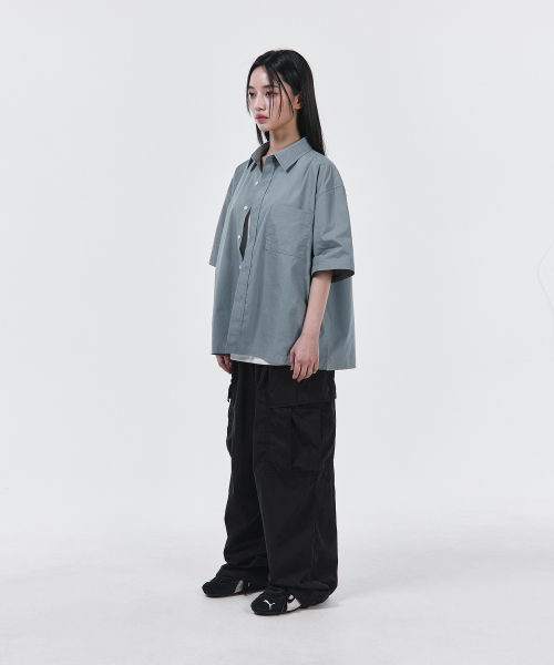 SIGNATURE（シグネチャ）の「サマーオックスフォードクロップハーフシャツ[ブルー]（シャツ/ブラウス・レディース・その他・MEDIUM/LARGE）」の12枚目の写真