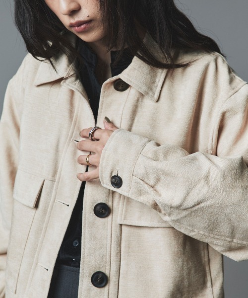 W:Huku（フーク）の「ソフトスウェード ルーズ ショート ブルゾン / Soft Suede Loose-Fit Short Blouson（ブルゾン・レディース・ブラック/アイボリー/ブラウン・FREE）」の10枚目の写真