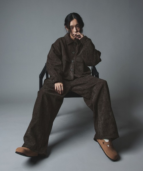 W:Huku（フーク）の「ソフトスウェード ルーズ ショート ブルゾン / Soft Suede Loose-Fit Short Blouson（ブルゾン・レディース・ブラック/アイボリー/ブラウン・FREE）」の12枚目の写真